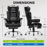 GTRACING Gaming Chair,Office Chair with Pocket Spring Lumbar Support, Ergonomic Comfortable Wide Office Desk Computer Chair with Outward Fixed Soft Armrests and Footrest (PU Leather, Black) - Image 2