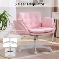 Criss Cross Office Chair with Wheels and Arms, Pink Vanity Chair with Back, Comfy Swivel Cross Legged Office Chairs for Ultimate Comfort and Support, Unique Multifunctional Stylish Arms - Image 4