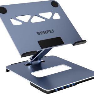 BENFEI Laptop Stand with USB C 6in1 Docking Station, HDMI 4K@60Hz, 4*USB3.0, 100W PD Compatible with MacBook Pro/Air, iPad Pro, XPS, Thinkpad