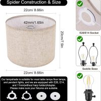 Small Lamp Shade, Beige Drum Lampshade 8.7''Top X 8.7'' Bottom X 7.9'' High, Replacement Lamp Shade Natural Linen Hand Crafted for Table Lamps Floor Lamps Chandelier Lamp, Easy Assembly Required - Image 3
