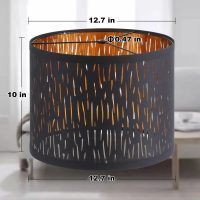 Black Lampshades Set of 2, Drum Lamp shade with Hollow-carved Design, 12.7" x 12.7" x 10 Inches Lampshades for Table Lamp, Floor Lamp, Pendant Light, Lamp Shade Harp Holder Included - Image 4