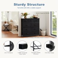 DUMOS Dresser for Bedroom, Storage Organizer with 9 Drawers, Chest of Drawers with Fabric Bins, Sturdy Metal Frame, Wood Tabletop for Guest Room, Closet, Entryway, Nursery - Image 7