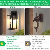 MAXvolador Outdoor Wall Lantern, Exterior Waterproof Wall Sconce Light Fixture, Black Anti-Rust Mount Light with Clear Glass, E26 Base Wall Lamp - Image 5