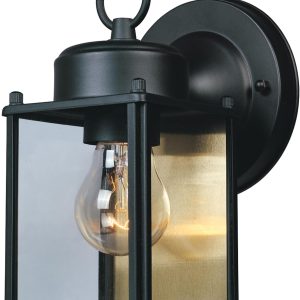 DESIGNERS FOUNTAIN Preston Outdoor Light Fixture, 8 Inch Exterior Wall Lantern Sconce for Front Door, Patio and Porch, Black, 1161-BK