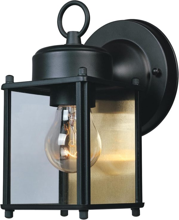 DESIGNERS FOUNTAIN Preston Outdoor Light Fixture, 8 Inch Exterior Wall Lantern Sconce for Front Door, Patio and Porch, Black, 1161-BK