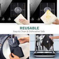 Stove Burner Covers - Gas Stove Protectors Black 0.2mm Double Thickness, Reusable, Non-Stick, Fast Clean Liners for Kitchen/Cooking. Stove top Covers Gas Burners Size 10.6" x 10.6" BPA Free(8 Packs) - Image 6