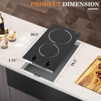 2 Burner Electric Cooktop - 12 Inch Plug in Portable 110V Electric Cook Top, Built-in & Countertop Ceramic Stove Top with Knob Control, 9 Power Levels and Overheat Protection - Image 6