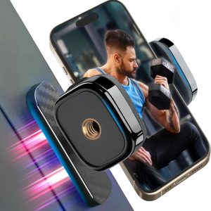 360° Rotatable Magnetic Phone Holder for Gym, Workout Phone Magnet Mount, Portable Gym Accessories Attach to Metal Surface, Universal Phone Stand for Content Creation Compatible with All Smartphones
