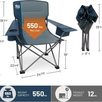 TIMBER RIDGE Oversized Folding Camping Chair Support 550 LBS, Heavy Duty Portable Chairs with Cup Holder Side Pocket for Lawn, Outdoor Picnic, Fishing, 2 Pack(Navy) - Image 3