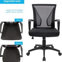 Furmax Office Chair Ergonomic Computer Desk Mesh Chair Mid Back Swivel Lumbar Support with Armrest (1, Black) - Image 4