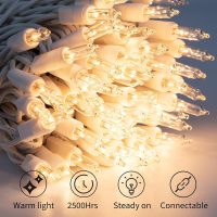 Minetom Clear Christmas Lights Set 100 Count 25 Feet Incandescent Bulb Mini String Lights for Indoor Christmas Tree Garland Birthday Wedding Party Festival Decoration, White Wire - Image 4
