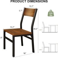 Feonase Dining Chairs Set of 6, Modern Kitchen Chairs with Ergonomic Backrest, MDF Board and Metal Legs, Dinner Chairs for Dining Room, Kitchen and Living Room, Walnut - Image 2