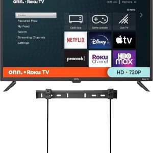 ONN 32-inch Roku Smart TV LED + Free Wall Mount with Wi-Fi Connectivity and Mobile App | Flat Screen TV Compatible with Apple Home Kit | Alexa and Google Assistant (Renewed)