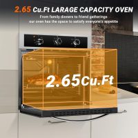 AMZCHEF 24" Single Wall Oven, 2.65 Cu.ft. Built-in Electric Wall Oven with 5 Cooking Functions, 360° ROTATING ROTISSERIE, 2200W, Mechanical Knobs Control, Timer, Stainless Steel Wall Oven for Kitchen - Image 3