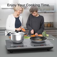 VBGK Double Induction Cooktop, 24 inch 4000W Electric cooktop with hot plate, induction stove top with LED Touch Screen 9 Levels Settings with Child Safety Lock & Timer 110V Induction cooktop 2 burner - Image 2