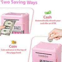 Kids Piggy Bank for Girls - Toys for 5 6 7 8 9 10 Year Old Girl Birthday Gifts - Electronic Piggy Bank ATM Machine Money Safe for Kids Toys Age 6-8-10 - Image 4
