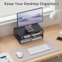 Desk Organizers and Accessories, Computer Monitor Stand Riser, Printer & Laptop Stand, Office Desk Accessories & Desktop Workspace Organizers for Office Supplies (Black) - Image 6