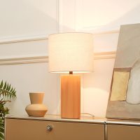Globe Electric 61000062 20" Ribbed Ceramic Table Lamp, Matte Terracotta Finish, White Linen Shade, On/Off Rotary Switch on Socket, for Living Room, Bedroom, Office, Home Décor - Image 2