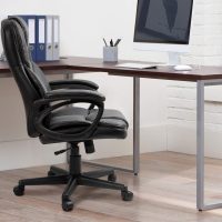 Furmax Office Executive Chair High Back Adjustable Managerial Home Desk Chair, Swivel Computer PU Leather Chair with Lumbar Support (Black) - Image 7