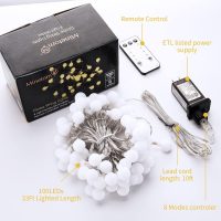 Minetom Globe String Lights, 33 Feet 100 Led Fairy Lights Plug in, 8 Modes with Remote Mini Globe Lights for Indoor Outdoor Bedroom Party Wedding Garden Christmas Tree Decor, Warm White - Image 7