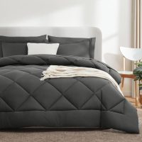 CozyLux Queen Comforter Set Dark Grey - Bed in a Bag Queen Size 7 Pieces, Luxury Soft Bed Set for All Seasons, Bedding Set with Down Alternative Comforter, Sheets, Pillowcases & Shams - Image 7
