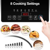 Electric Cooktop, Portable Electric Cooktop 1800W Single Burner Stove with LED Touch Screen, 8 Power & 8 Temperature Levels, Timer, 110V-120V Hot Plate for Home Camping - Image 7