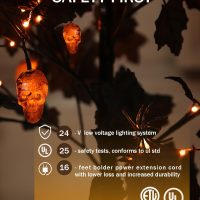 6ft Black Maple Halloween Tree with LED Skull Lights & Spiders - Indoor/Outdoor Waterproof Decor - 160 Bulbs, Dimmable Timer, 16ft Cord - Image 5