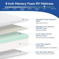 King Size Mattress Extra Firm 8 Inch with Tencel Cover,Premier Cool Green Tea/Gel Memory Foam Mattresses for Kid/Adult,Dual Side Medium Firm/Extra Firm-Mattress for Back Pain,CertiPUR-US,80'' x 76'' - Image 6