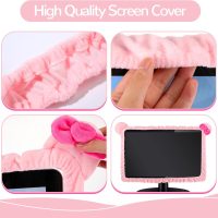2 Pcs 20''-29'' Kawaii Computer Monitor Cover with Cat Ear Design, Furry Cute Pink Monitor Dust Cover Protector Lovely Monitor Accessories Laptop TV LCD Screen Monitor Decoration for Tablet - Image 7