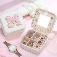 Travel Jewelry Case, Jewelry Organizer Box, Jewelry Organizer Jewelry Travel Organizer Small Jewelry Organizer Ring Organizer Necklace Organizer Earring Organizer Box-Letter P, White - Image 3