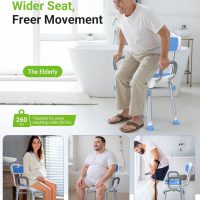 Ergonomic H-Shaped Shower Chair for Elderly and Disabled with Padded Back & Arms, FSA/HSA Eligible 500 lbs Heavy Duty Adjustable Shower Stool Seat for Easy Cleaning, Anti-Slip Bath Chairs for Bathtub - Image 5