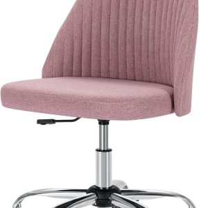 DUMOS Office Desk Chair, Modern Cute Rolling Vanity Swivel Task Seating with Wheels, Comfortable Back Seat Armless for Home, Bedrooms, Study, Student, Adults, Make-Up, Dressing Room