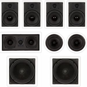 Theater Solutions TST87 in Wall and in Ceiling 8" Speakers 2000W Home Theater 7.2 Speaker System