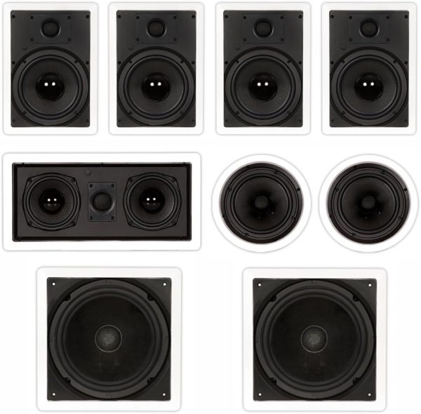 Theater Solutions TST87 in Wall and in Ceiling 8" Speakers 2000W Home Theater 7.2 Speaker System