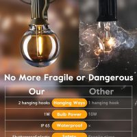 Outdoor String Lights 60 Feet G40 Globe Patio Lights with 32 Edison Shatterproof Bulbs(2 Spare), Waterproof Connectable Hanging Christmas Light for Backyard Porch Balcony Party Xmas Decor - Image 7