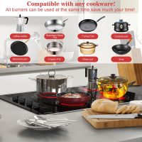 Karinear 30 Inch Electric Cooktop 4 Burners, Knob Control Built-in Ceramic Cooktop, 30" Radiant Electric Stove Top with Glass Protection Metal Frame,Hot Surface Indicator, 220-240v, Hard Wire, No Plug - Image 5