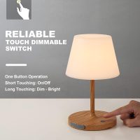 Outdoor Battery Operated Table Lamp Waterproof, 4000mAh Cordless Rechargeable, Touch Dimmable Desk Lamp, LED Night Light for Patio Camping Restaurant Home, H9.6in, Wood Grain - Image 5