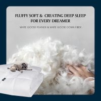 Serta Goose Feather Down Fiber Cotton Comforter Queen Size - 100% Cotton Duvet Insert - Hotel Luxury Hypoallergenic Bedding Comforter All Season Medium Warmth 90 x 90 Inch White - Image 3
