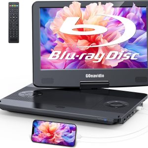 15.6" Portable Blu Ray Player with 13.3'' 1080P Screen Rechargeable Battery Support HDMI Input & HDMI Output, Sync Screen, AV Out & in, Dolby Audio, Last Memory, USB/SD Card (Black)