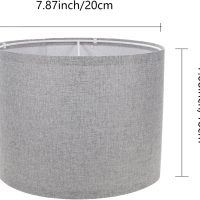Cloth Lamp Shade Round lamp Small Drum Lamp Shades Fabric Lampshades Barrel Lamp Shades for Table Lamps Floor Lamps (Light Grey) - Image 2