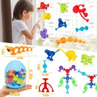 32 PCS Toddler Suction Cup Toys Kids Bath Toy 1-3 3-5 Party Favor Goody Prize Filler Stuffer Gifts for 2+ 3 4 5 6 Year Old Boy Girl Travel Sensory Fidget Window Water Table Toy with Eggshell Storage - Image 2