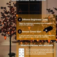 6ft Black Maple Halloween Tree with LED Skull Lights & Spiders - Indoor/Outdoor Waterproof Decor - 160 Bulbs, Dimmable Timer, 16ft Cord - Image 3