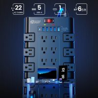 Power Strip, SUPERDANNY Surge Protector with 22 AC Outlets and 6 USB Charging Ports, 1875W/15A, 2100 Joules, 6.5Ft Flat Plug Heavy Duty Extension Cord for Home, Office, Dorm, Gaming Room, Black - Image 2