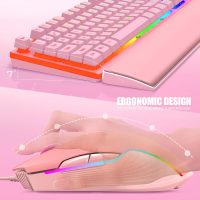 RedThunder K10 Wired Gaming Keyboard and Mouse and Wrist Rest Combo, RGB Backlit, Mechanical Feel Anti-ghosting Keyboard + 7D 7200 DPI Mice+Soft Leather Wrist Rest 3 in 1 PC Gamer Accessories(Pink) - Image 5