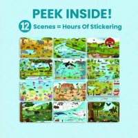 Cupkin Animal Sticker Book Activity for Kids, Toddler Airplane Travel Essentials, 500+ Habitat Stickers for Kids + 12 Scenes + 12 Coloring Book Pages, Animal Lover Gift, Childrens Crafts for Ages 2-8 - Image 5