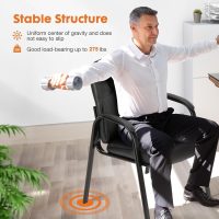 Sweetcrispy Waiting Room Office Guest Chairs Set of 2, PU Leather Big and Tall No Wheels Executive Office Chair with Padded Arms for Reception Conference Room Lobby - Image 3