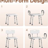 Shower Chair for Inside Shower with Arms and Back, Height Adjustable Shower Chair for Elderly and Disabled with Enhanced Non-Slip Feet, 400 lbs Heavy Duty Shower Seat for Seniors - Image 3