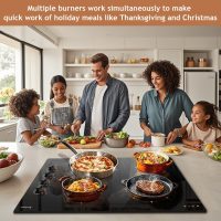 Karinear 4 Burner Electric Cooktop 30 Inch, Knob Control Built-in Electric Stove Top, 30" Radiant Ceramic Cooktop, 9 Power Level, Hot Warning, Expandable Burner, 220V 6700W, No Plug - Image 6