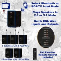 Acoustic Audio AA5102 Bluetooth Powered 5.1 Speaker System Home Theater Surround, Black (AA5102) - Image 3
