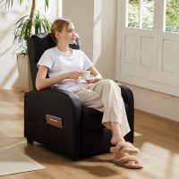Sweetcrispy Massage Recliner Chair for Adults, Adjustable Home Theater Seating with Lumbar Support for Living Room, Modern Fabric Reclining, Pure Black - Image 2